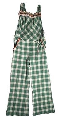 Wildflowers Clothing Girls Size 6 Green Plaid Overalls Boutique Made USA